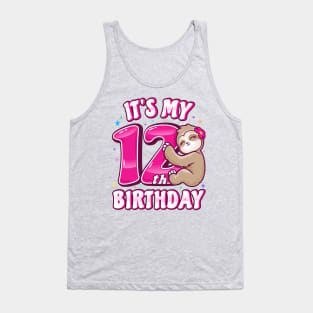 It's My 12th Birthday Girls Sloth Tank Top